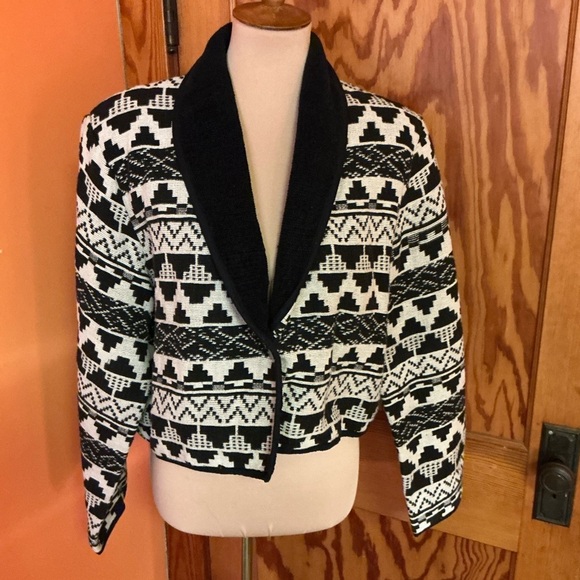 Vtg 90s New Identity southwestern tapestry cropped jacket - Picture 4 of 7